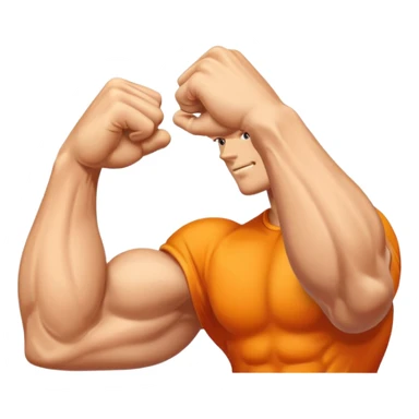 "Create a high-quality, glossy emoji-style illustration of a flexed biceps (💪). Use smooth gradients, rounded shapes, clean vector-style design, soft shadows, and vibrant colors. The result should look like an official modern emoji, crisp and polished." sticker
