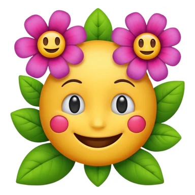 Smiling emoji with flowers that move sticker