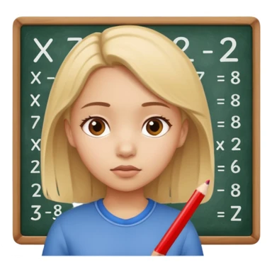 girl solving math problem on the board. sticker