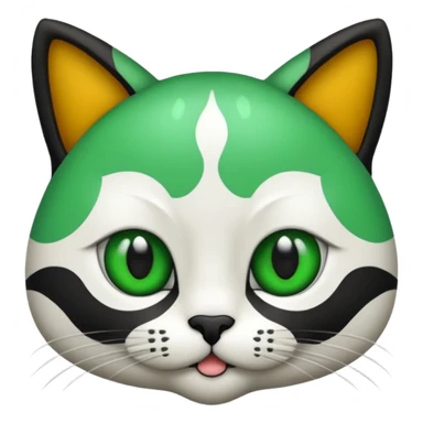 um gato branco com manchas pretas  olho preto e verde só manchas pretas sticker
