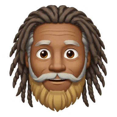 Homem negro de rasta grisalhos sorrindo com olhos menores e barba branca sticker