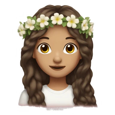 Brunette long hair, flower crown  sticker