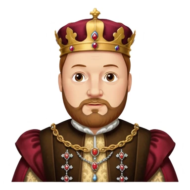 Henry VIII as an emoji, stern expression, ornate Tudor costume, beard sticker