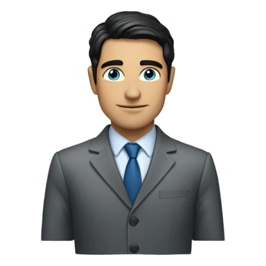 Man in a suit, with black hair and blue eyes sticker