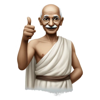 Mahatma Gandhi showing thumbs up sticker