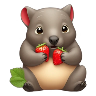 wombat eating a strawberry sticker