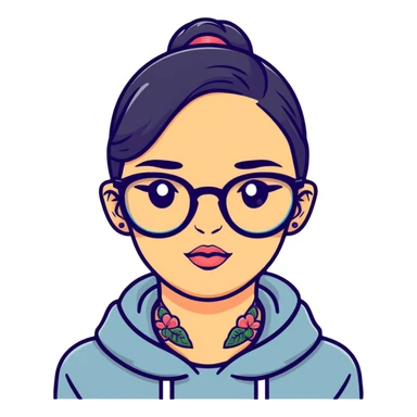 young girl with face tattoos wearing glasses sticker