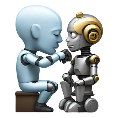 the thinker with the head of a cute robot sticker