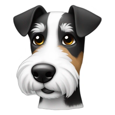 perro foxterrier con barbita, OJO CELESTE. blanco y NEGRO, ladrador sticker