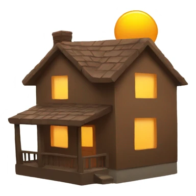 brown square house with a sun painted on it sticker