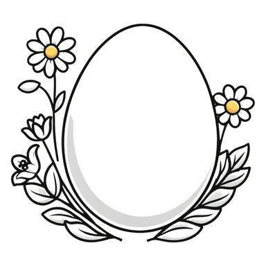 A white egg surrounded by spring flowers and floral designs sticker