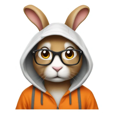  it specialist rabbit with glasses orang hoodie sticker