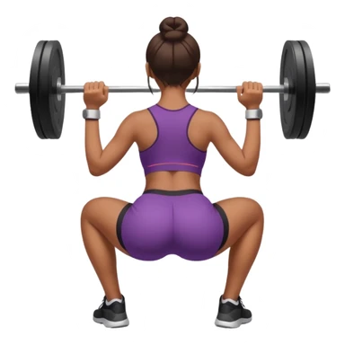 brown skin asian girl doing squats, big butt, back view sticker