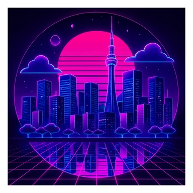 Create a retro 80's tron feel to this image  sticker