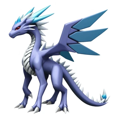 Cyborg-Kyurem-suicune-dialga-hybrid, full body, no wings, wingless, spiky sticker