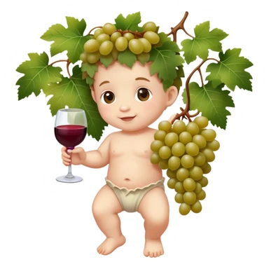 baby Bacchus with grape vines and wine grapes sticker