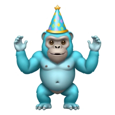 cyan gorilla with no legs and a party hat sticker