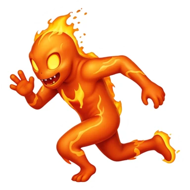 a fast lava creature running and being hot sticker