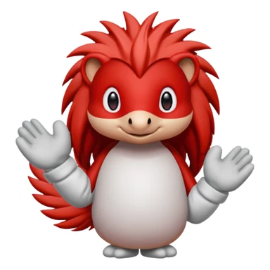 knuckles a red animal with peach arms and white mittens that have no fingers , he’s a echidna with red eyes sticker