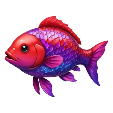color gradient between red and purple glitter cute happy fish carp sticker