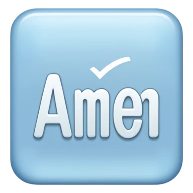 light blue word "AMEN" simple font in rectangle sticker