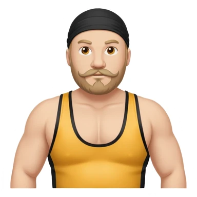 White skin fat guy with black durag, beard and mustache in wrestling singlet sticker
