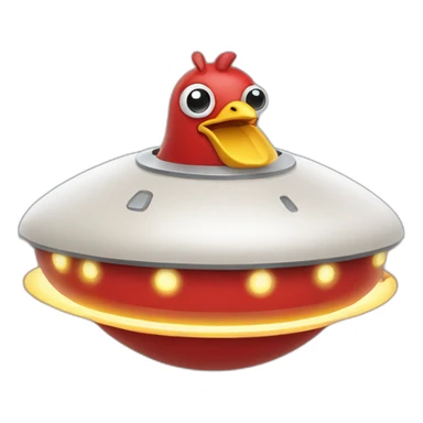 Smiling ufo with red chicken sticker