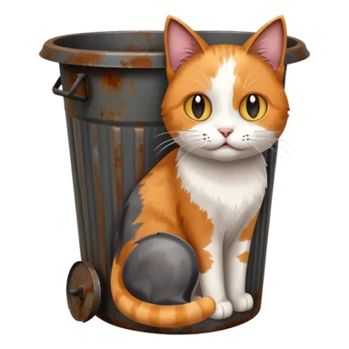 Cat + trash bin, Street Wildlife. sticker