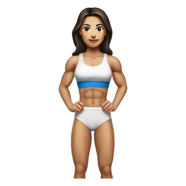 Ukrainian brunette woman with muscles, fitness woman  sticker