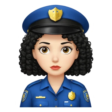 white woman police with black curly hair sticker