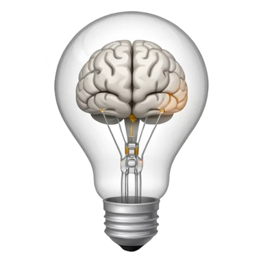 a clear lightbulb with a small brain inside it sticker