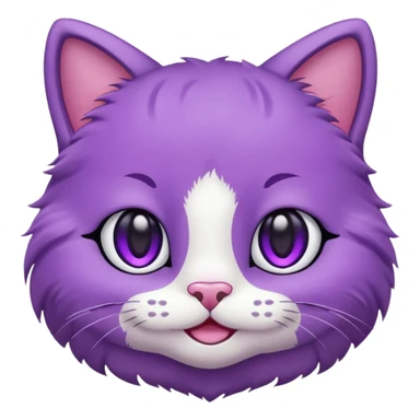 smiling purple kitty, round face sticker