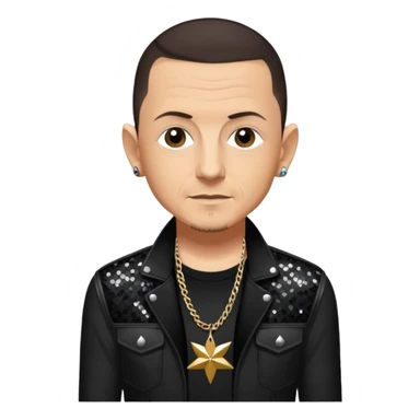 Chester Bennington with dark brown hair, black sequin tour outfit  sticker