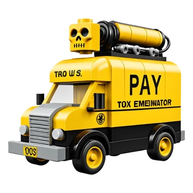 Heroic Lego SuperBug Ron’s toxic-oozing exterminator thorax superminator antique tall moving van hot rod(motto: Pay us to kill ’em) sticker