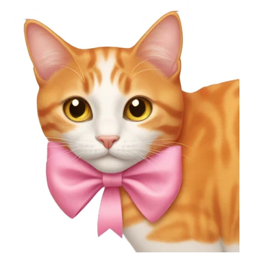 Orange cat wearing a pink bow sticker