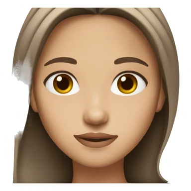 Girl white skin brown hair brown eyes middle part sticker