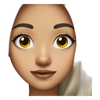 brunette girl with long hair and ñong dark lashes  sticker