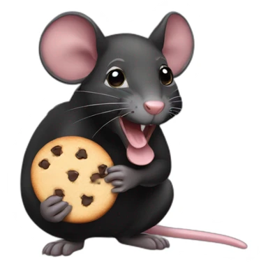 balck rat happy eats cookie sticker