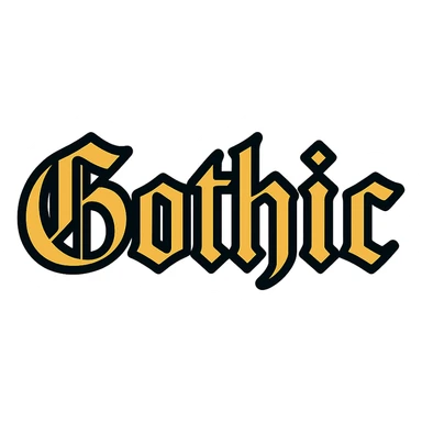 the word 'Gothic' in bold, heavy blackletter gothic calligraphy, only text, no decoration sticker