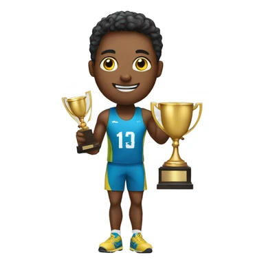 athlete with winner trophy sticker