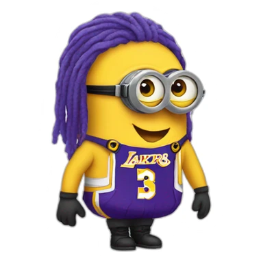 minion wearing lakers jerssey sticker