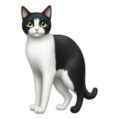 happy tuxedo cat green eye whole body sticker