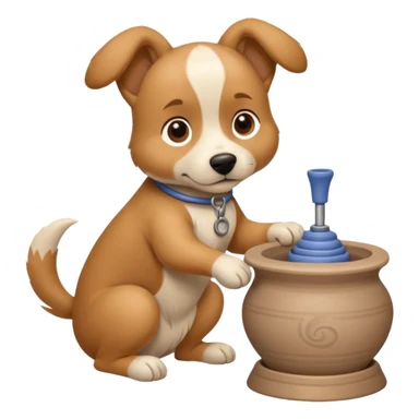 A dog behind Pottery wheel sticker