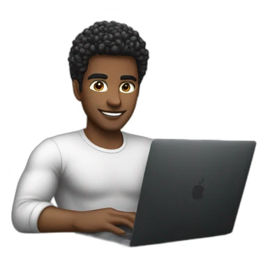 Latin Computer engineer hair white skin black on desk with laptop Apple MacBook Pro  sticker