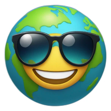 planet Earth with a cartoon smiling face with sunglasses sticker