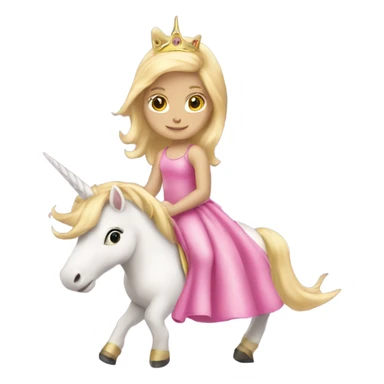 Blonde little girl in a princess dress riding a pink unicorn  sticker