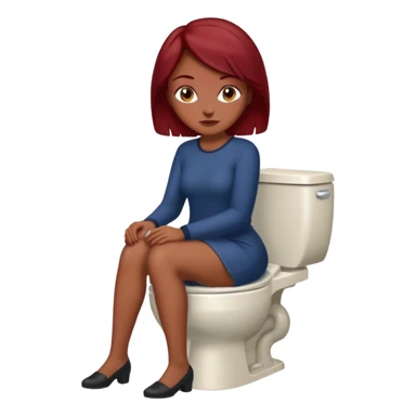 Brown Lady with dark red hair  sitting on toilet sticker