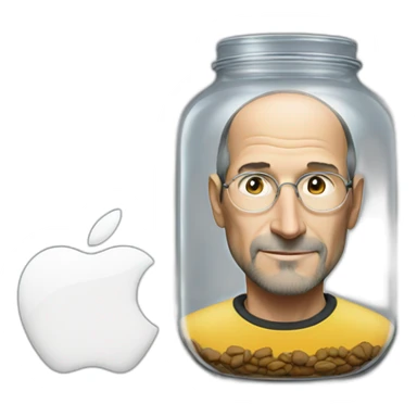Steve Jobs in a jar sticker
