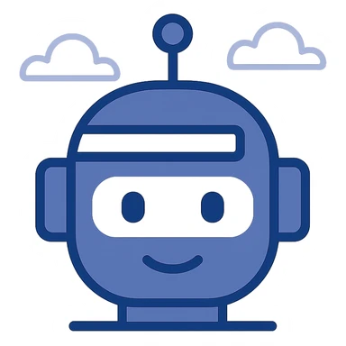 modern logo of a robot head symbolizing AI, clean lines and futuristic look sticker