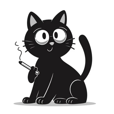 cat with glasses and a cigarette sticker